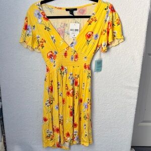 Forever 21 Yellow Floral Knit Dress